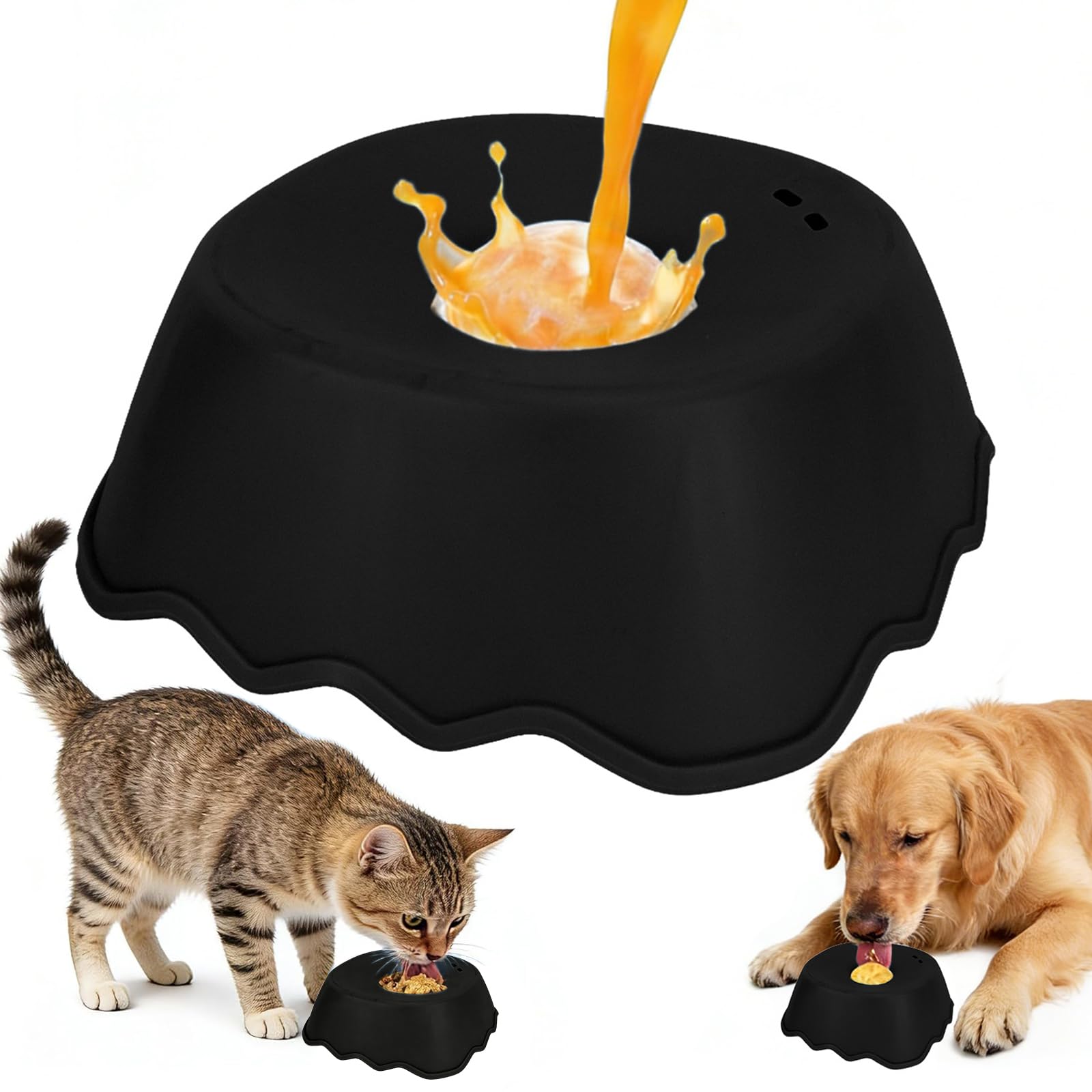 Rolling Lick Feeder for Dog Cat, Dog Licking Bowl with Ball, Lick Sphere Lickibowl, Slow Feeder Licky Mats, Licksphere Slow Feeding, Pet Licking Ball Toy (Black) — image 1