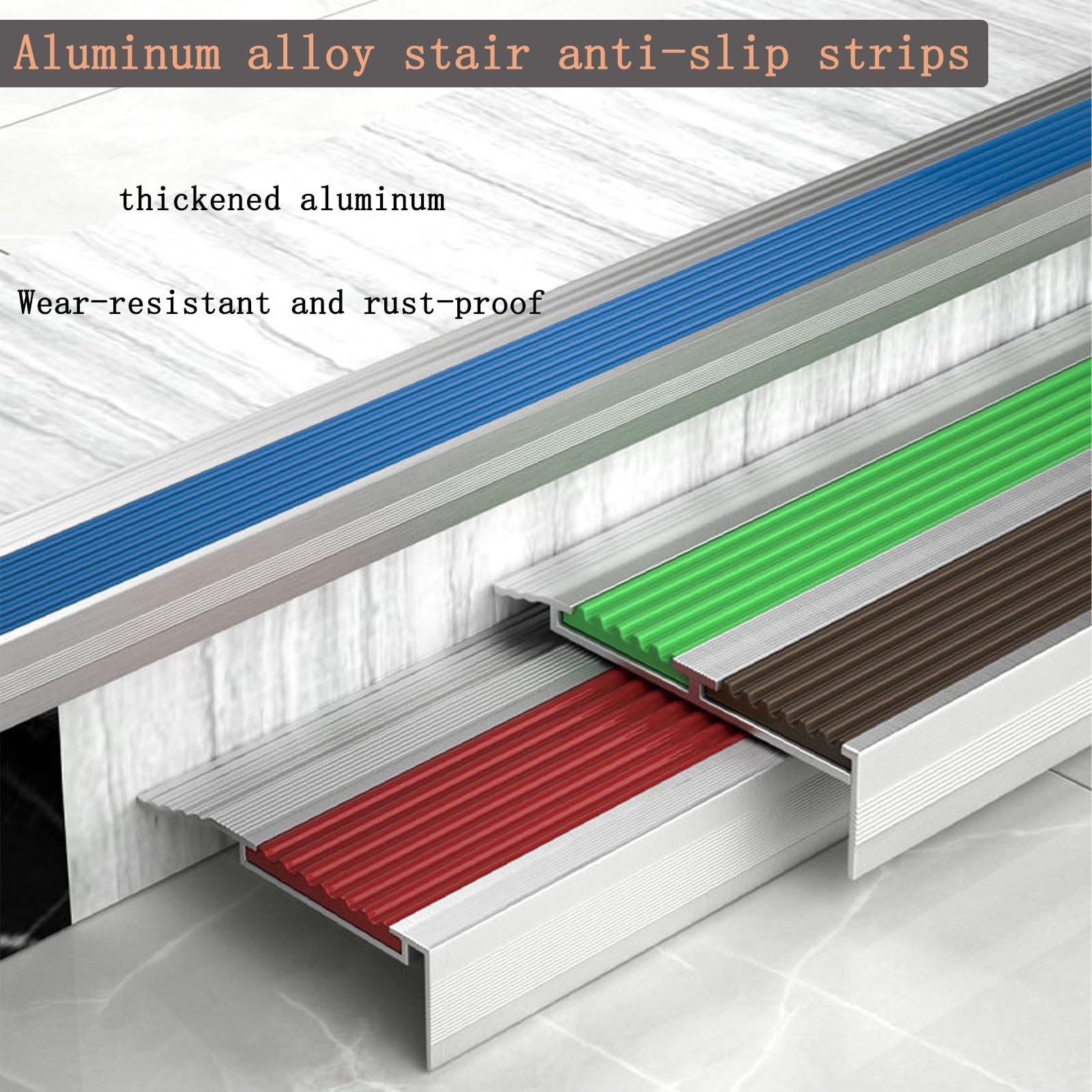 Aluminio Tiras Antideslizantes para Peldaños, Tipo L Tiras Antideslizantes Autoadhesivas, Perfil De Borde De Escalera Tira Antideslizante Tira, Doble Antideslizante, Apto para Hoteles Y Hospitales ( C