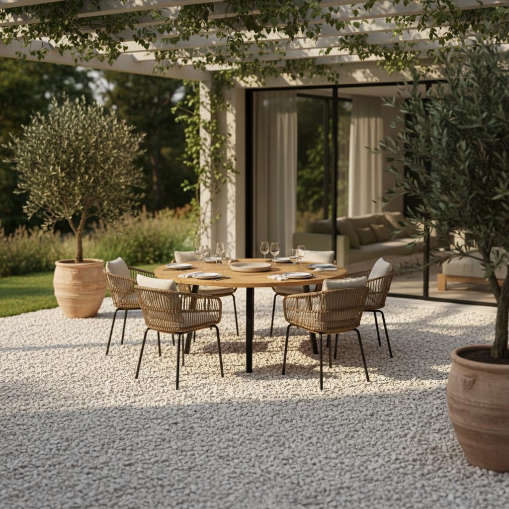 Pavimento Drenante Fai da Te Esterno Resina Poliuretanica e Ciottoli Marmo Bianco Carrara, 15,750 kg, 1-4 mm, Continuo Senza Giunti