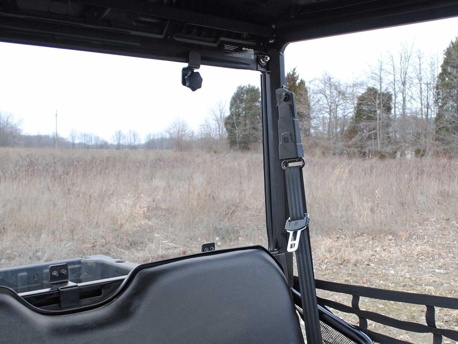 SuperATV Rear Windshield for Polaris Ranger Midsize 500 / 570 / Crew / ETX / EV (See Fitment) | 1/4" Thick Clear Polycarbonate 250x Stronger Than Glass and 25x Stronger Than Acrylic | USA Made