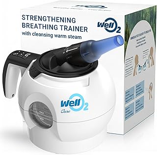 Breathing Trainer with Warm Steam Intake – WellO2, The Only Gym and Spa for Lungs - Adjustable Lung Trainer - Open, Cleanse and Strengthen Lungs