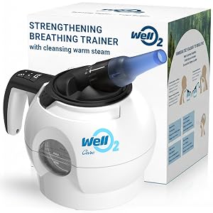 Breathing Trainer Unique Patented Warm Steam Adjustable Resistance Comfortable Breathing Routine App-Guided Sessions Complete Breath Trainer Set with