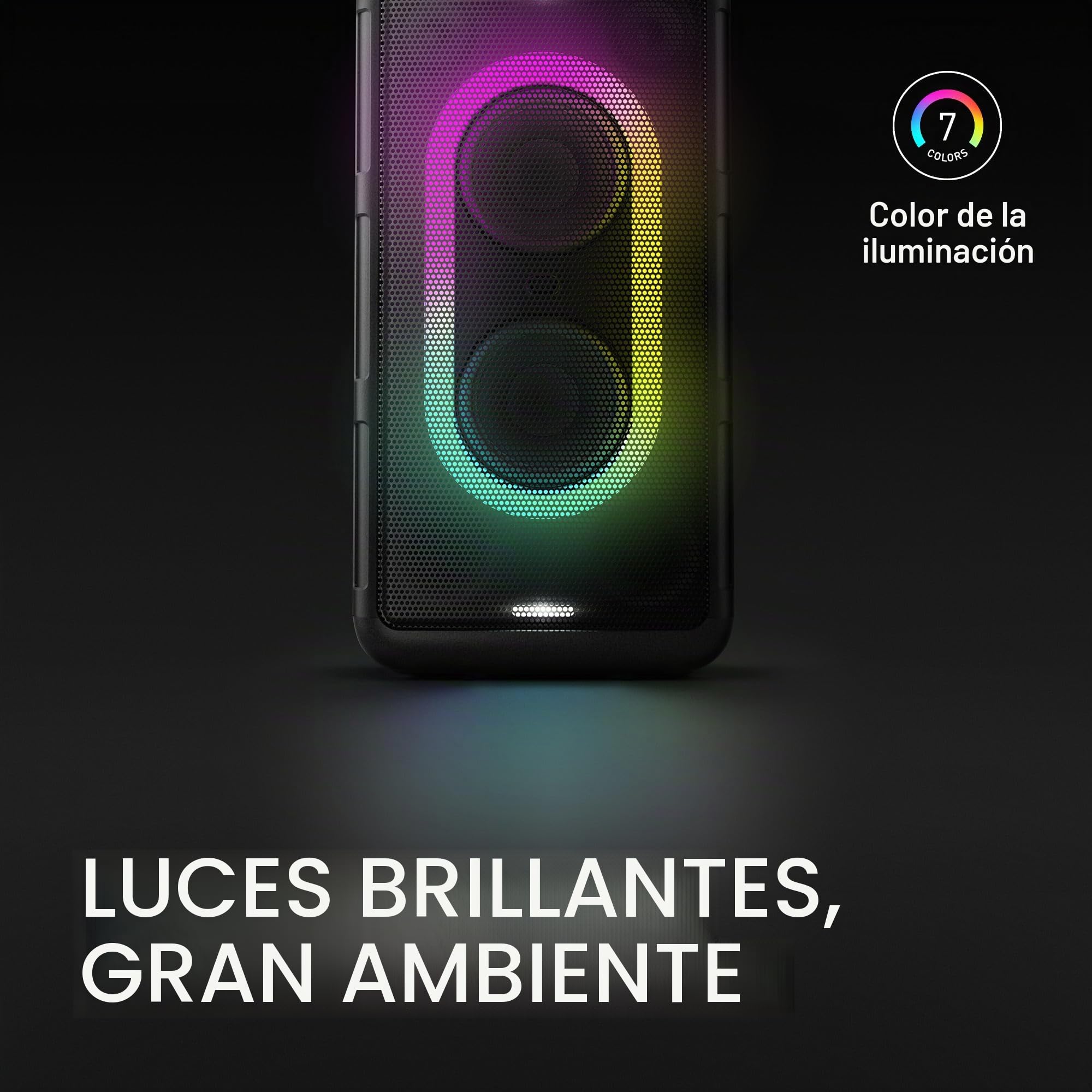 Panasonic SC-BMAX10E-K Altavoz Portátil para Fiestas con Bluetooth, Luces Integradas, 150 W, USB, Entrada Óptica para TV, Entradas de Guitarra y Micrófono para Karaoke, Negro
