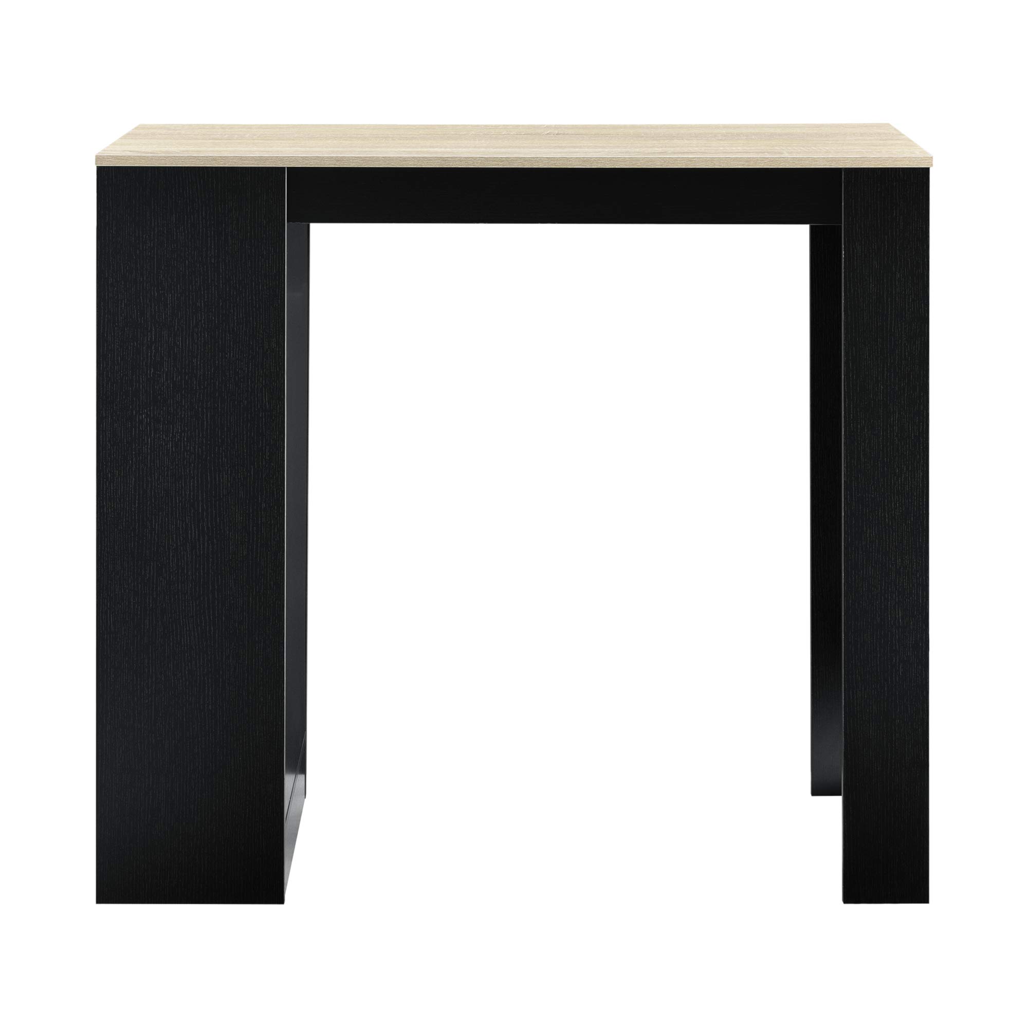 [en.casa] Tavolo Alto da Bar con 3 Scomparti Aperti Bancone da Lounge Caffè Bistrot con Ripiani Laterali Penisola Cucina Stretta 110x50x103 cm - Nero/Effetto Rovere