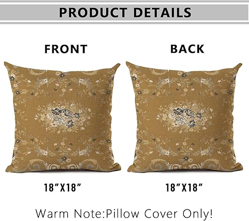 Miniatura 2 de eshabear Juego de 2 fundas de almohada de 18 x 18 pulgadas, fundas de almohada tradicionales europeas con patrón floral étnico persa para sofá,