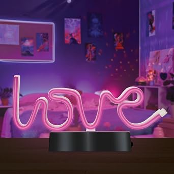 Neon Love Desktop LED Light, 2AA Battery Powered, Gift for Kids & Adults, Festive Room Decor, Romantic Desk Lamp, Cute Light for Valentines Day