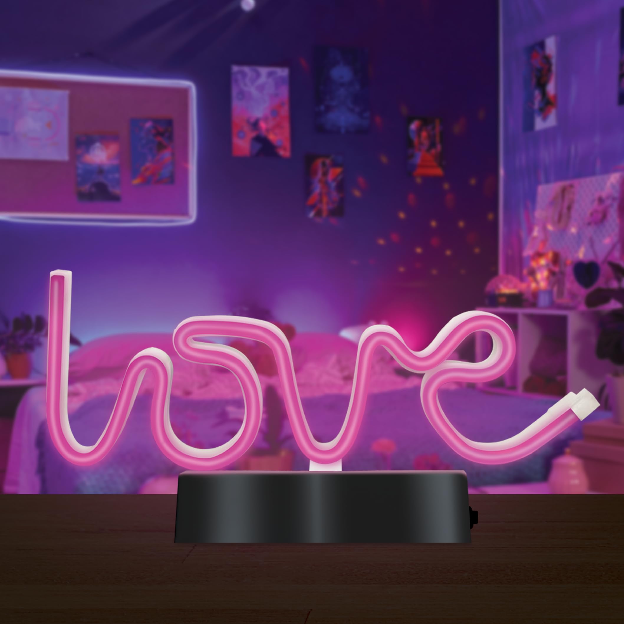 InnoVibe Neon Love Desktop LED Light, 2AA Battery Powered, Gift