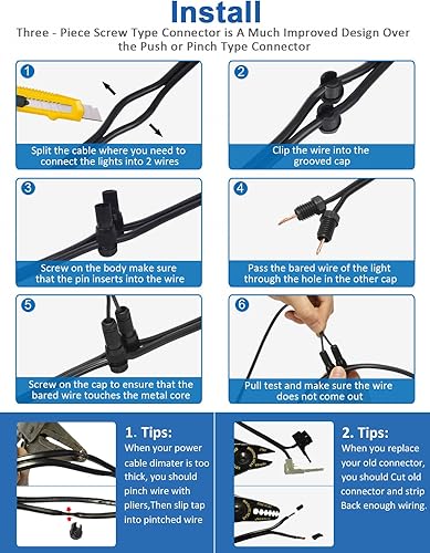 Miniatura 5 de SUNVIE Conector de cable de iluminación de paisaje Fastlock de bajo voltaje, conectores de cable de calibre 12-14 para luces de camino de paisaje,