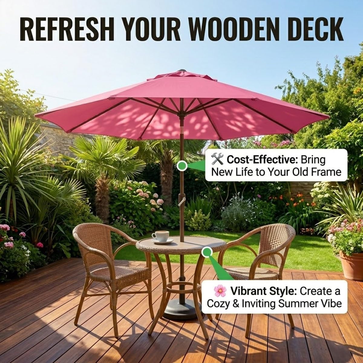 Patio Market Umbrella Replacement Canopy 6' 9' 10' 11' Sunshade Outdoor Yard Umbrella Top for 6/8 Ribs, UPF 50+ Fade/Water Resistant Outdoor Table Umbrella Top Cover