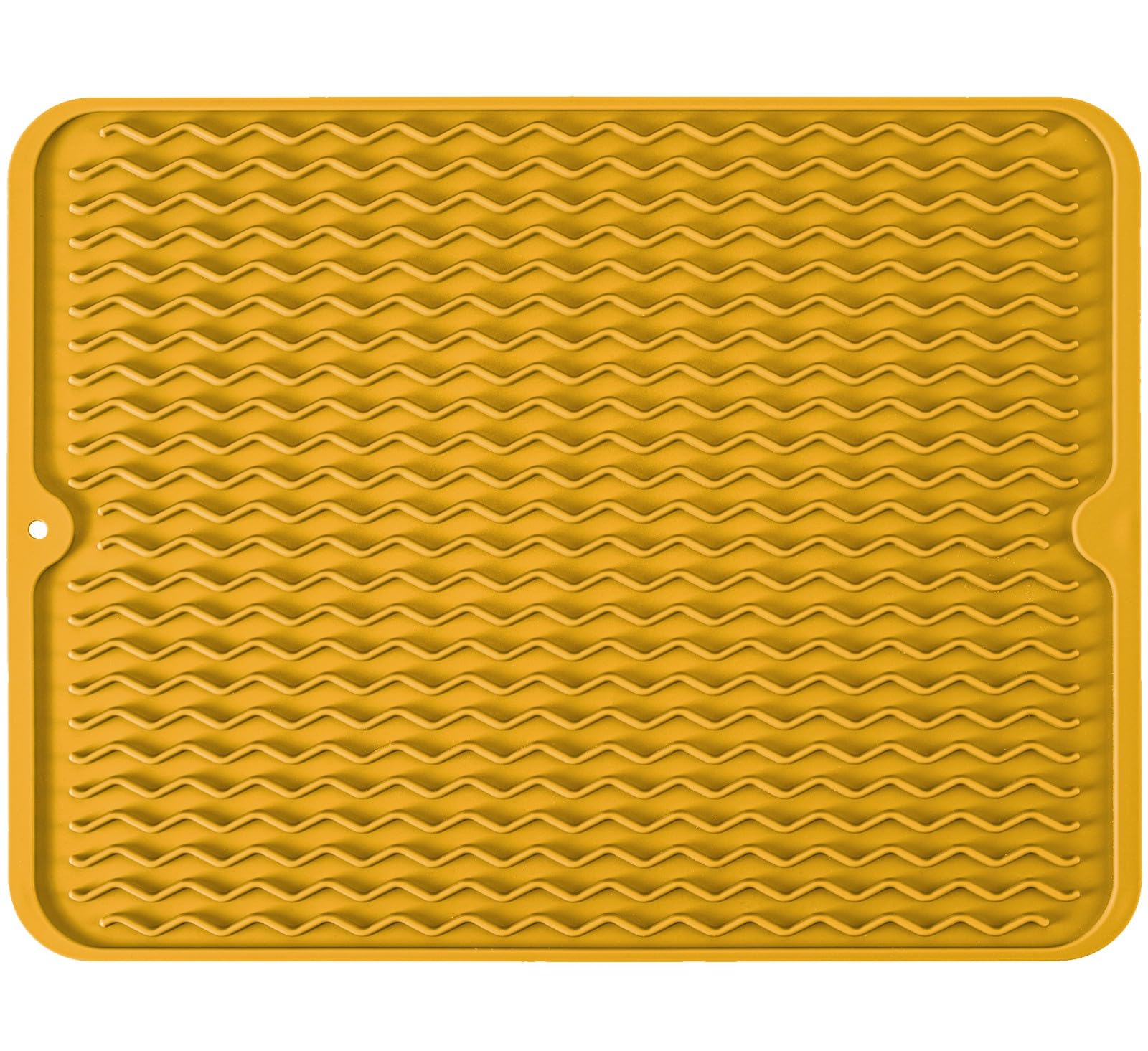Large 17" x 14" Silicone Dish Drying Mat for Kitchen Counter, Easy clean, Quick Dry, Heat-resistant Dish Drainer Mat for Sink,Refrigerator or Drawer liner (Food Grade Silicone-Yellow) — image 1