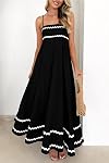 PRETTYGARDEN 2026 Robe de Maxi fluide d'été Casual sans manches Spaghetti Strap Ruffle robes longues de plage pour femme