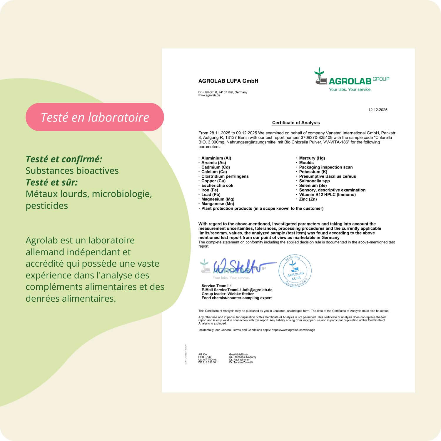 Chlorella BIO - 3000 mg | Sans Additifs & Vegan | Source de Vitamines, Minéraux et Protéines | 180 Comprimés | Vegavero®