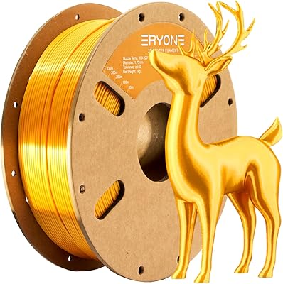 17 – ERYONE Ultra Silk PLA Filament for 3D Printer, 1.75mm +/- 0.03mm, 1kg (2.2LBS)/Spool, Ultra Silk Gold