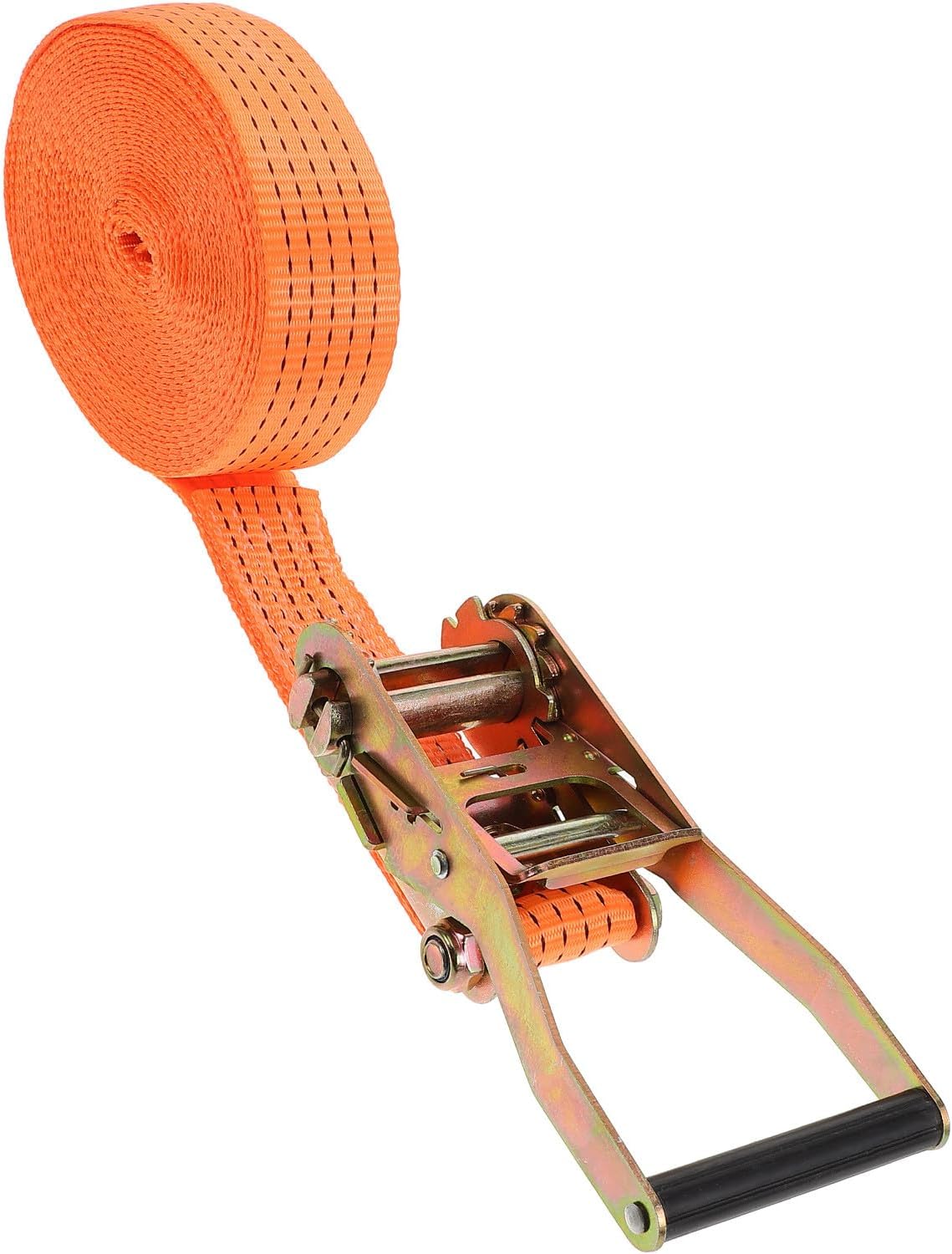 Cabilock Heavy Duty Ratchet Strap Tie Down 10m Orange Polyester Cargo Strap 5cm Wide 3-ton Load for Truck and Trailer Securing