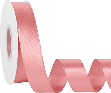 Dusty Pink Double Faced Satin Ribbon 7/8 Inch x 30 Yards Continuous Roll for Gift Wrapping Crafts Bouquet Wedding Decoration