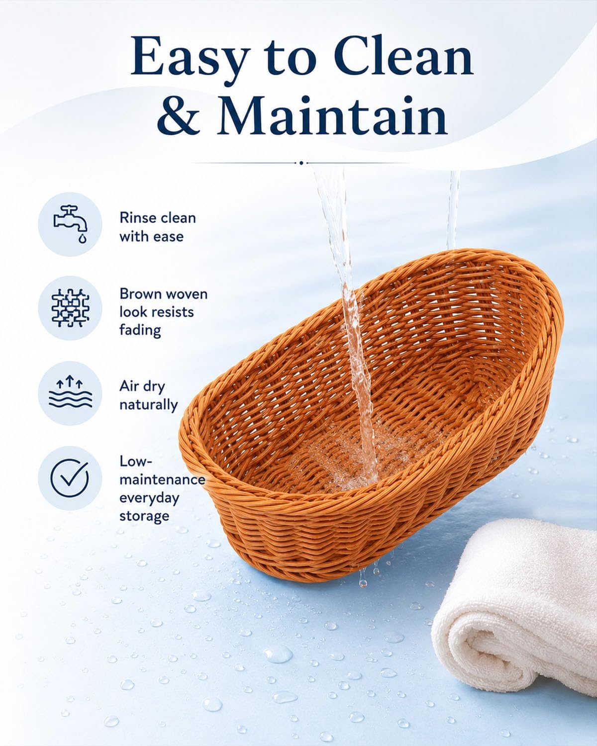 Woven Breads Baskets, 3 Pack Wicker Basket Bread Baskets For Serving Oven Serving Basket For Vegetables, Kitchen, Restaurant, Outdoor, 3 Sizes