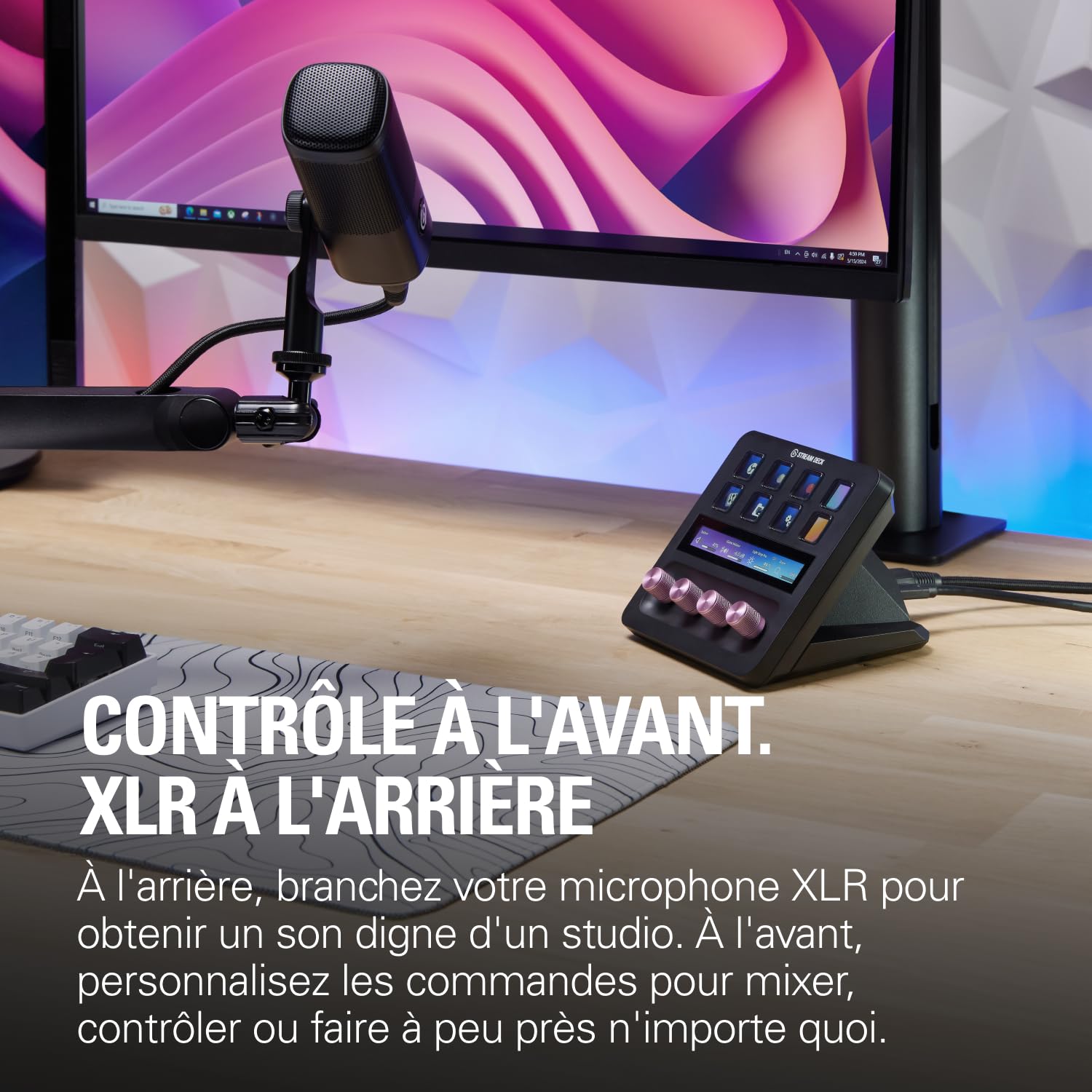 Elgato XLR Dock – Pour Stream Deck + | Interface micro XLR vers USB, mixage audio personnalisable, gain 75 dB, alimentation fantôme, Clipguard, Mac/PC