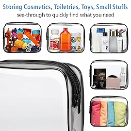 PACKISM TSA Approved Toiletry Bags - 2 Pack Clear Toiletry Bags Clear Travels Bags for toiletries, Cosmetic Bags with Zipper Carry on Toiletry Bag Airport Airline Compliant Bag, Black