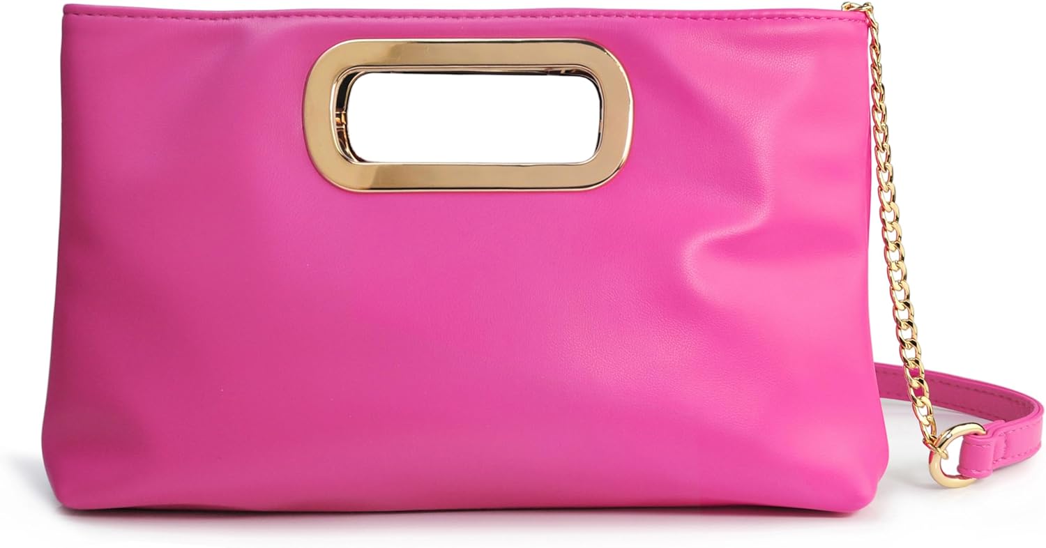 HOXIS Clutch Handbags for Women Cut Out Evening Bag Shoulder Crossbody Purse with Gold Chain