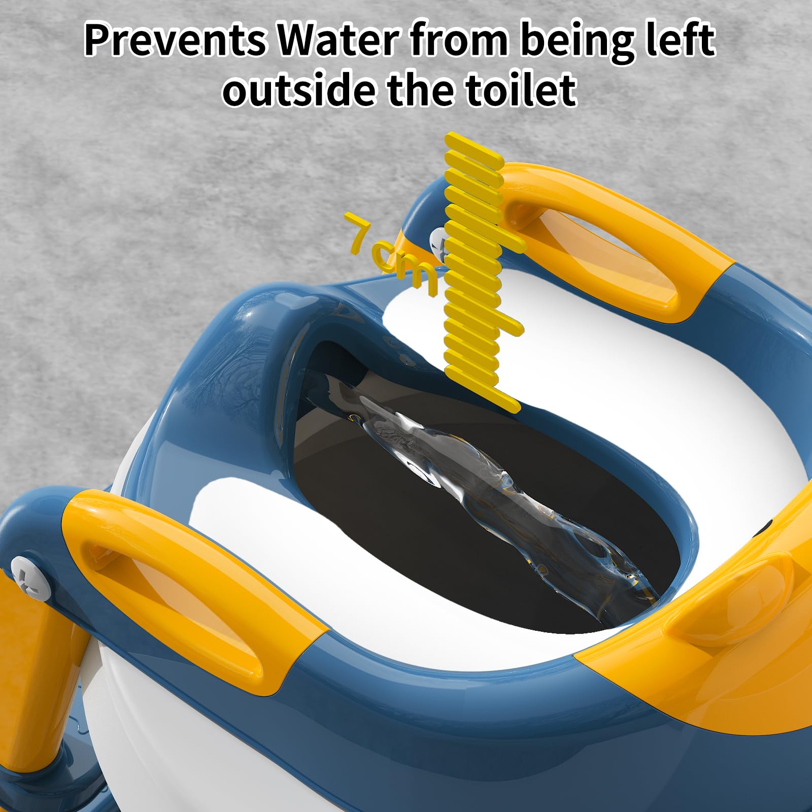 Sedile WC per bambini con scale, accessorio per WC aggiornato, per bambini e bambine, 2 in 1, con scale, regolabile in altezza, comodi sedili per WC sicuri, poggiapiedi per bambini (Blu Giallo)