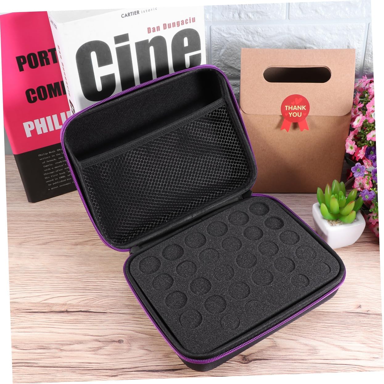 2pcs Essential Oils Storage Holder Slots for Bottles Portable Eva Case Shockproof Design for Travel and Essentials