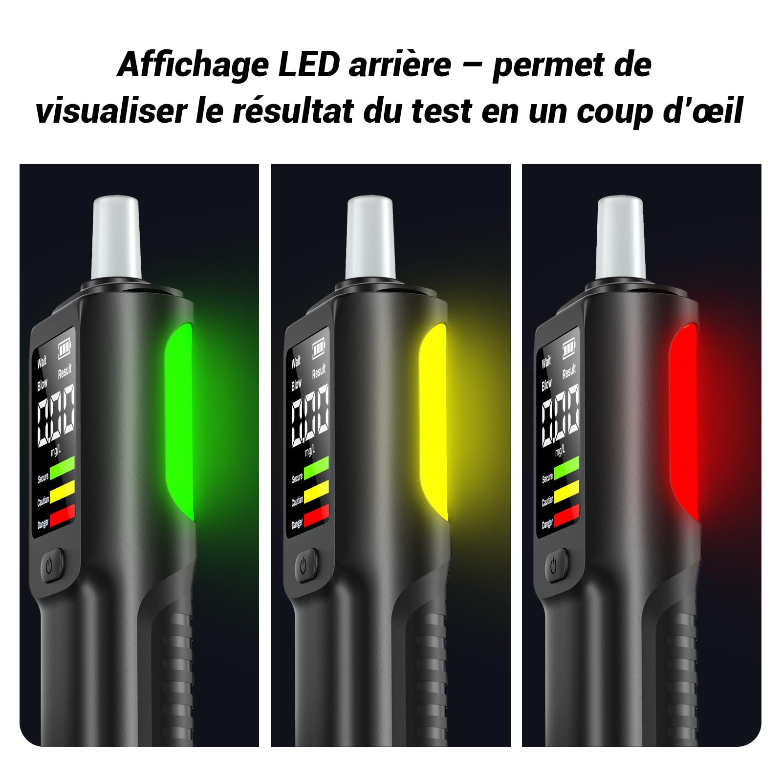 Éthylotest Électronique USB-C, Alcootest LCD | Test rapide, affichage BrAC mg/L, modes contact et sans contact, 10 embouts inclus, compact pour voiture et soirées.