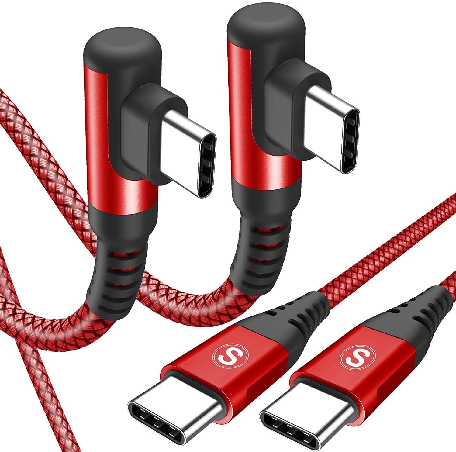 Cavo USB C USB C 90 Gradi,[2 pezzi 2m][PD QC3.0/60W ricarica rapida] Cavo Tipo C Compatible con i Phone 16/15 Plus Pro Max,iPad Pro/Air,MacBook, Samsung S24 S23 S22 Pixel, Hua wei,Switch,Xiaomi