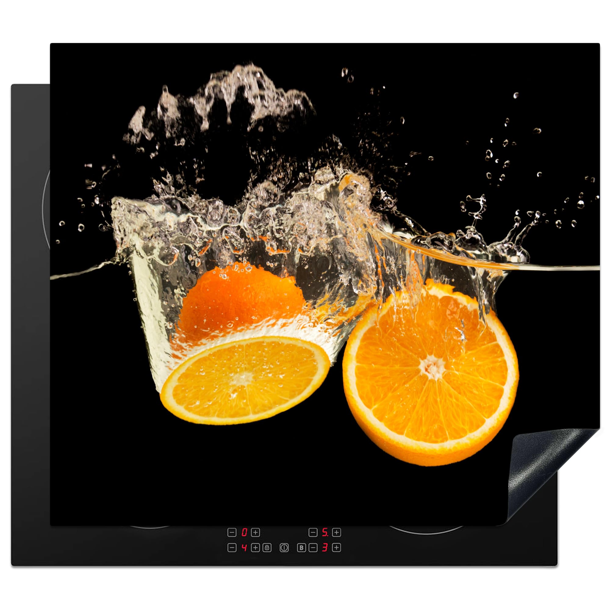 KitchenYeah© Induction Hob Protector Mat 20.1"x23.2" / 59x51 cm Stove Cap Top Cover Kitchen Cooker Covers for Electric Hobs Vinyl Orange - Still Life - Water - Black - Fruit — image 1