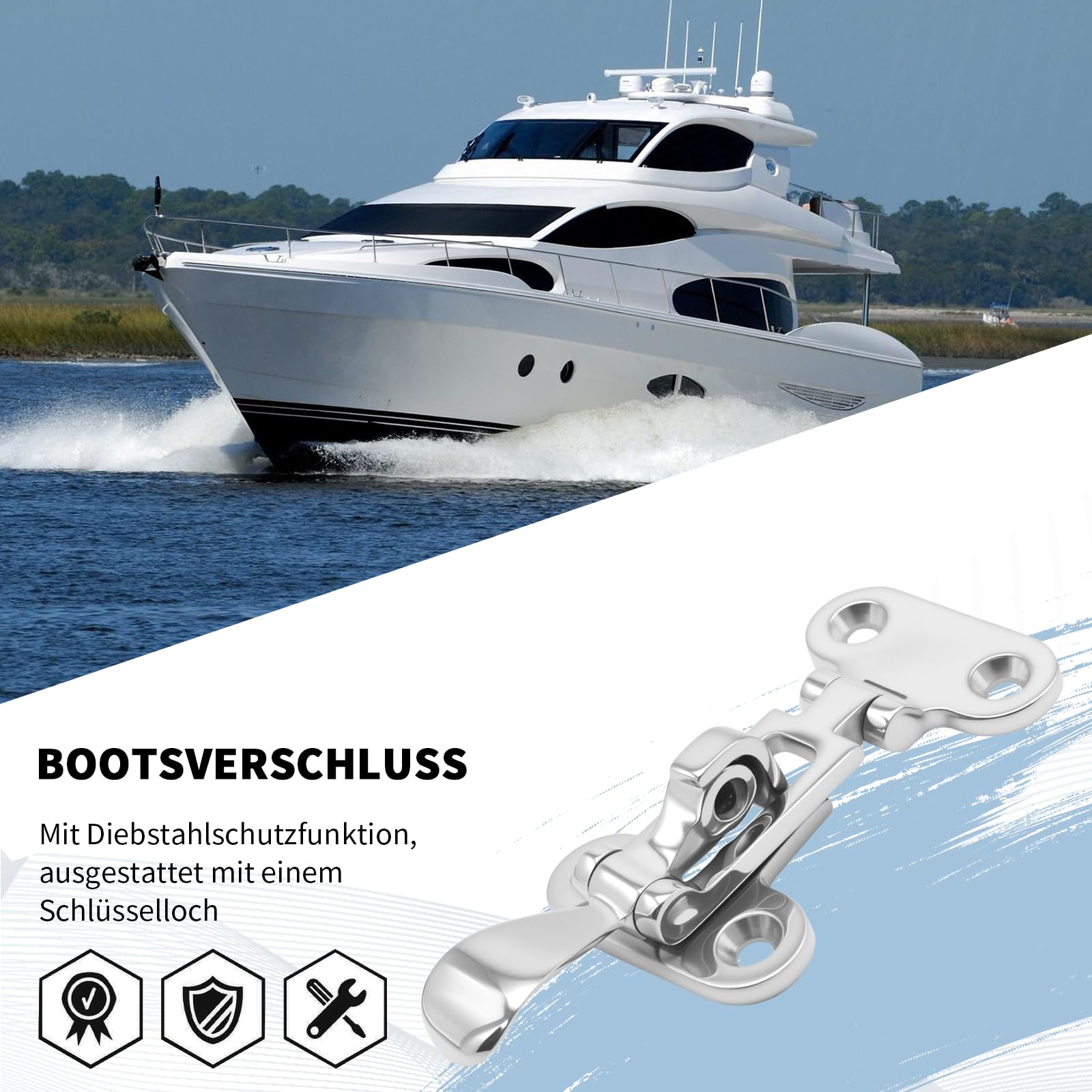 Hoypeyfiy 2 Stück 316 Edelstahl-Bootsverschluss mit Verriegelung, mit Befestigungsschrauben, Abschließbar für Boote Yachten Luken Schränke Türen Kisten und vieles mehr