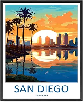 LUCKLYDOUDOU Poster Wall Art Print San Diego Travel Print Living Room and Bedroom Decoration 8x12inch