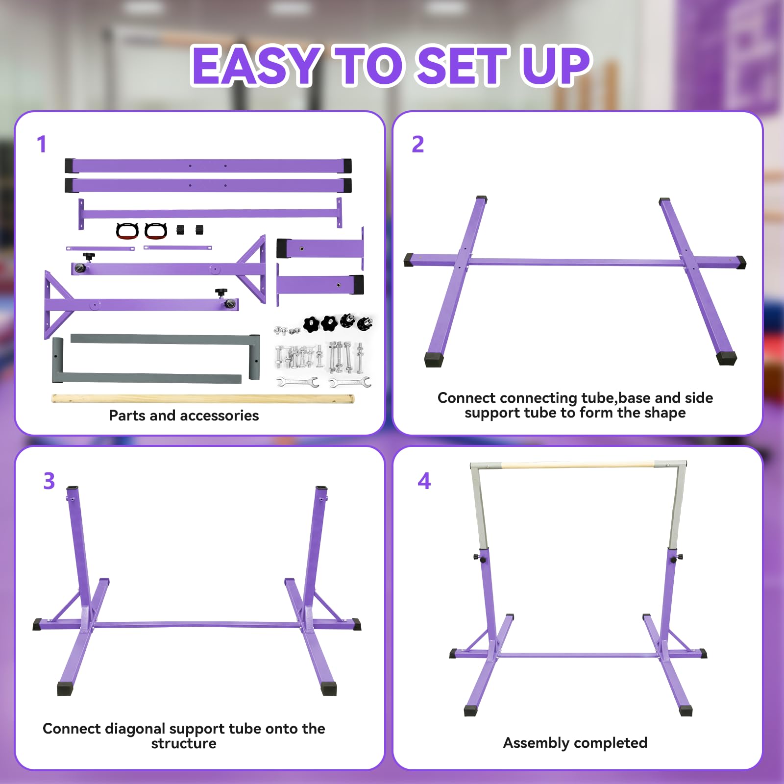 FBSPORT Barre de Gymnastique pour Enfants avec 13 Hauteur Réglable, Barre d'entraînement Barre Horizontale,Barre Fixe de Gymnastique Enfant pour Junior Enfants à Domicile