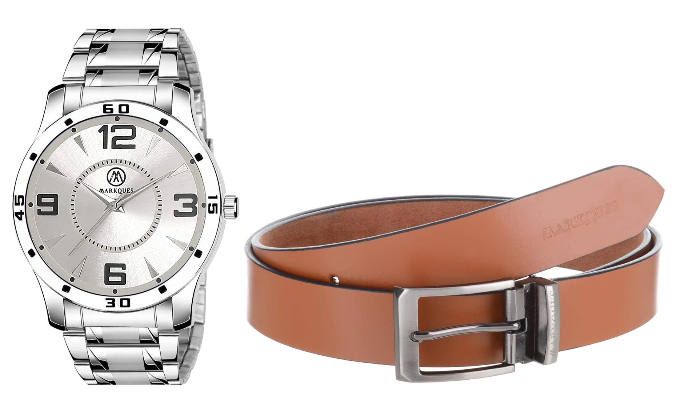 MARKQUES Mens Watch and Genuine Leather Belt Combo Gift Set for Men (BON-770909-EXE-1104) (B09F3NVQ73) Amazon Price History, Amazon Price Tracker