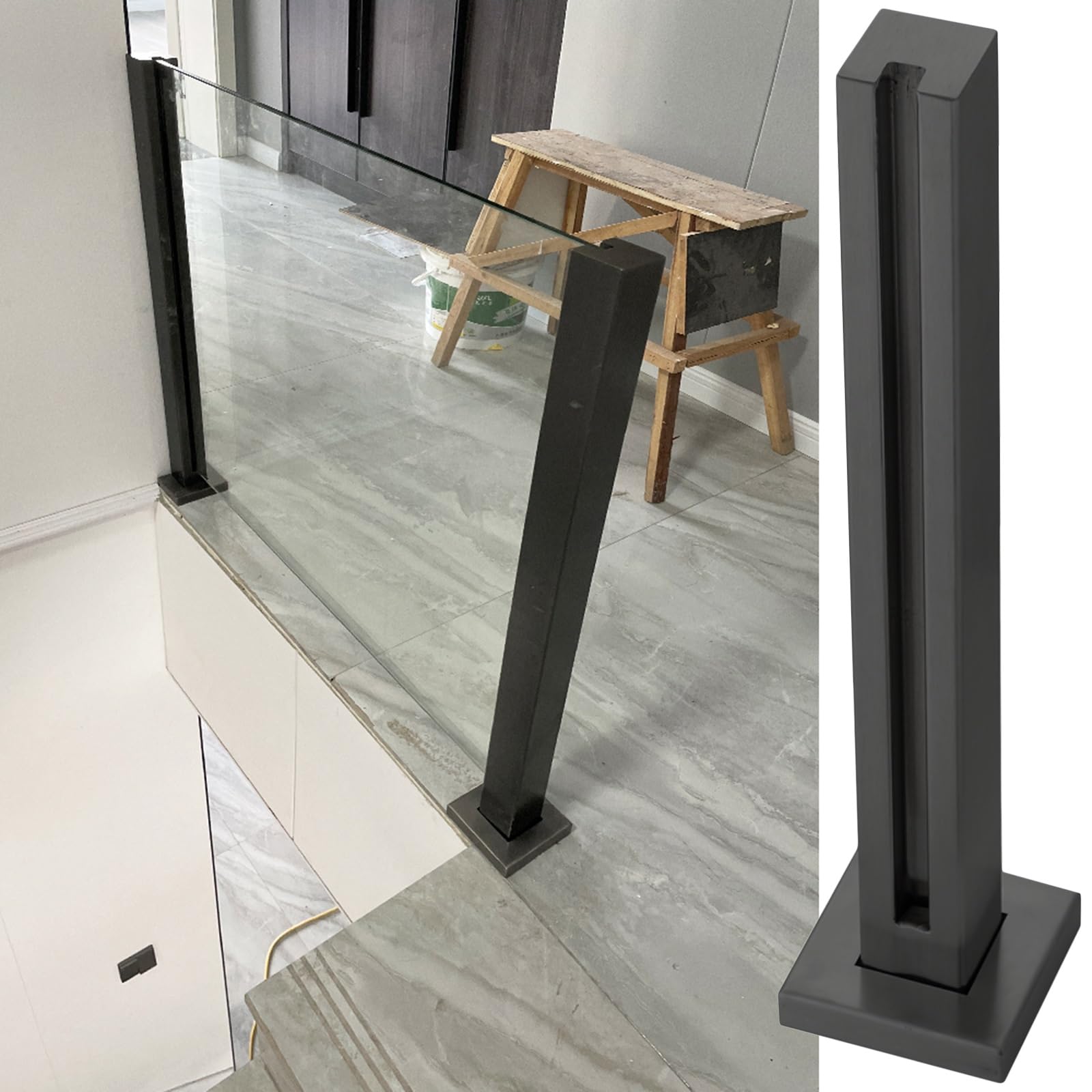 Poteau de garde-corps en finition premium pour vitrage de balcon épuré