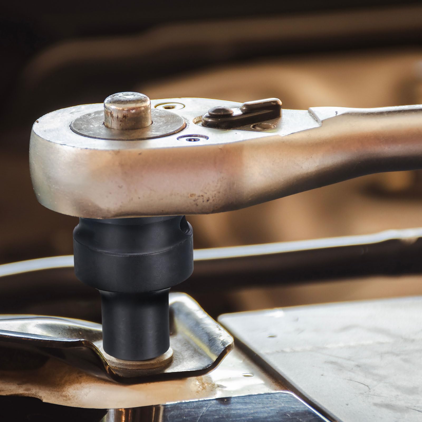 sourcing map 2 llaves de vaso cuadradas de 4 puntos de 1 pulgada de 46 mm de impacto cuadrado métrico CR-MO ennegrecimiento estándar de manga de rueda para reparación de automóviles, mantenimiento