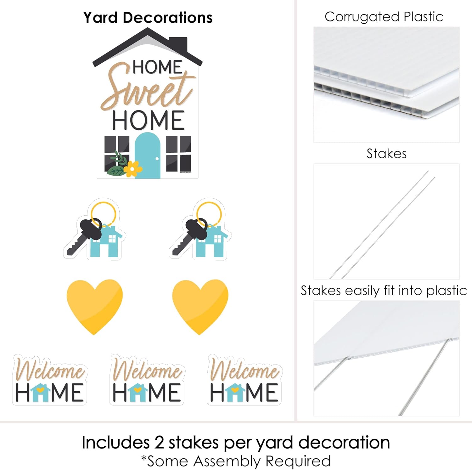 Big Dot of Happiness Welcome Home Housewarming - Yard Sign and Outdoor Lawn Decorations - New Sweet Home Yard Signs - Set of 8