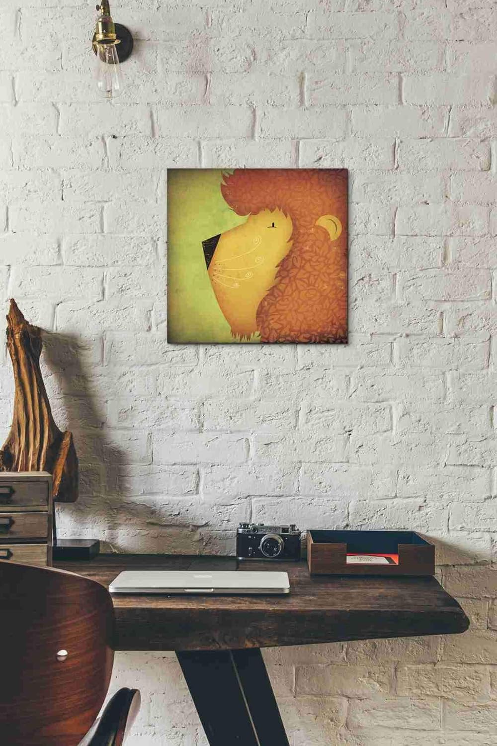 Epic Graffiti 'Lion Wow' by Ryan Fowler, Canvas Wall Art, 12"x12"