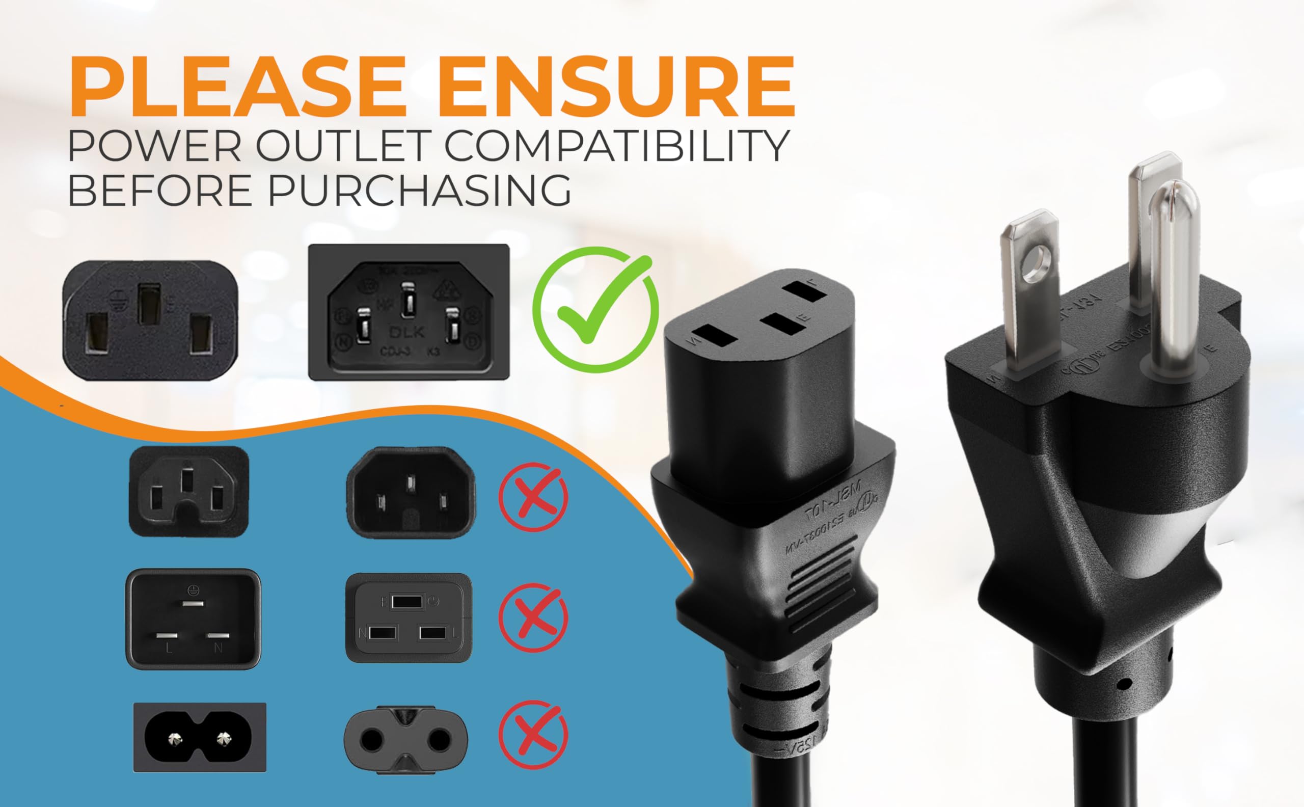 6パック 電源ケーブル Amazon | Cable Leader 高耐久電源コード NEMA 6-15P - IEC 320 C13