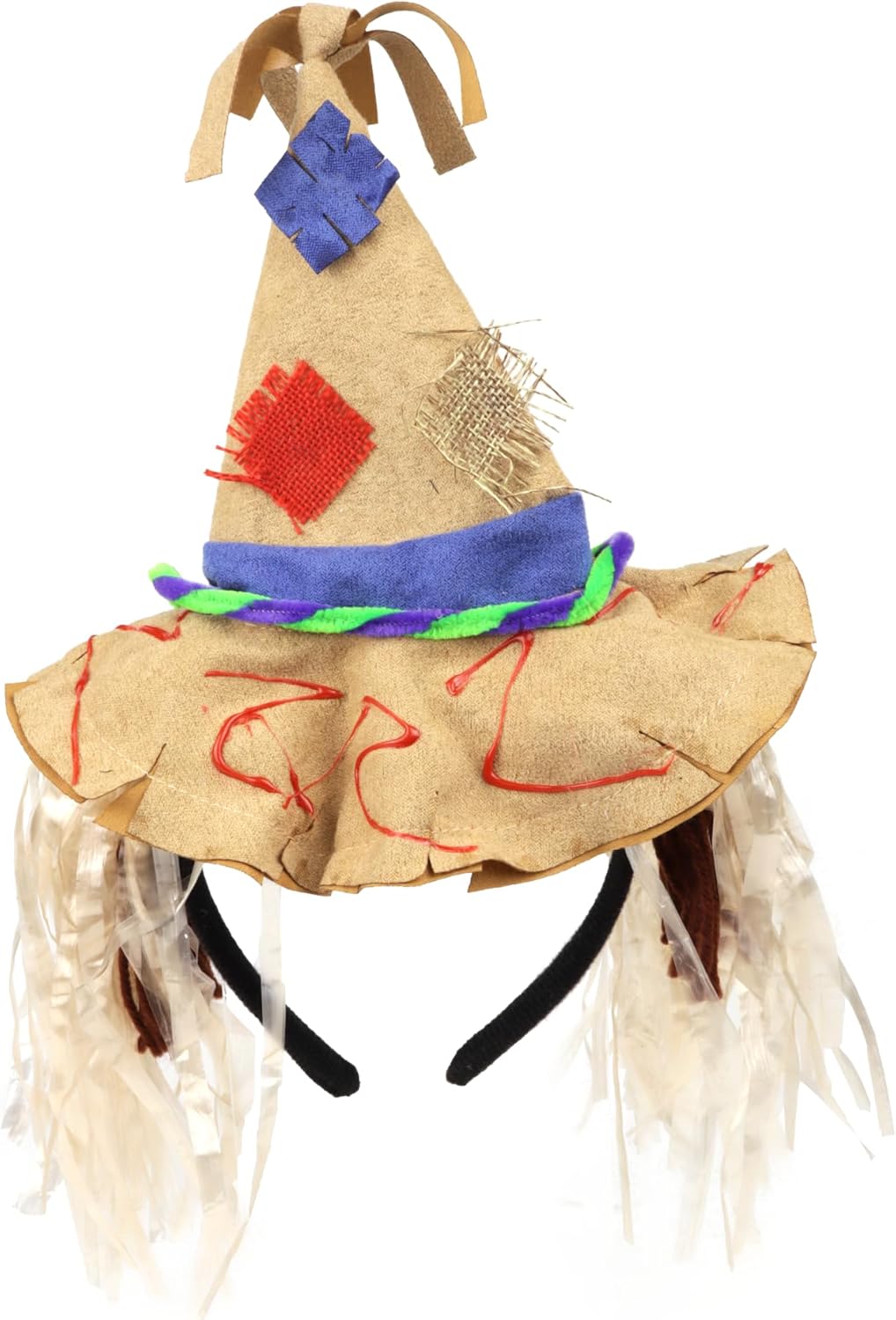 Needzo Scarecrow Hat Halloween Costume Headband Accessory (Patchwork Scarecrow Hat)
