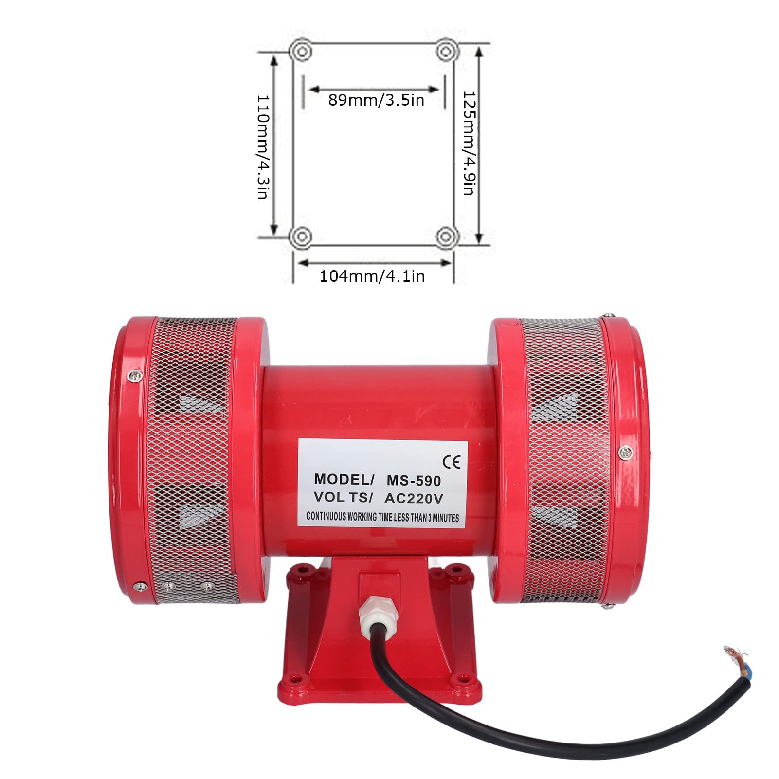 Jectse MS-590 Alarma de Motor, 135dB AC 220V Motor Industrial Alarma Campana de Alarma Sonido Zumbador Sirena, Fuerte Alarma/Sirena Impulsada por Motor Eléctrico Industrial