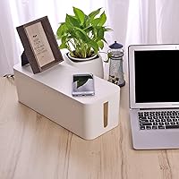 Vista 7 de Cable Organizer Box Set of Three, Power Cover Cord Holder Surge Protector for Desk (White)
