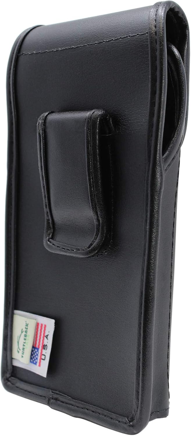 Turtleback Holster Made for Galaxy S25 S24 S23 S22 S20 w/OB Commuter, Vertical Belt Case, Black Leather Pouch with Executive Belt Clip,