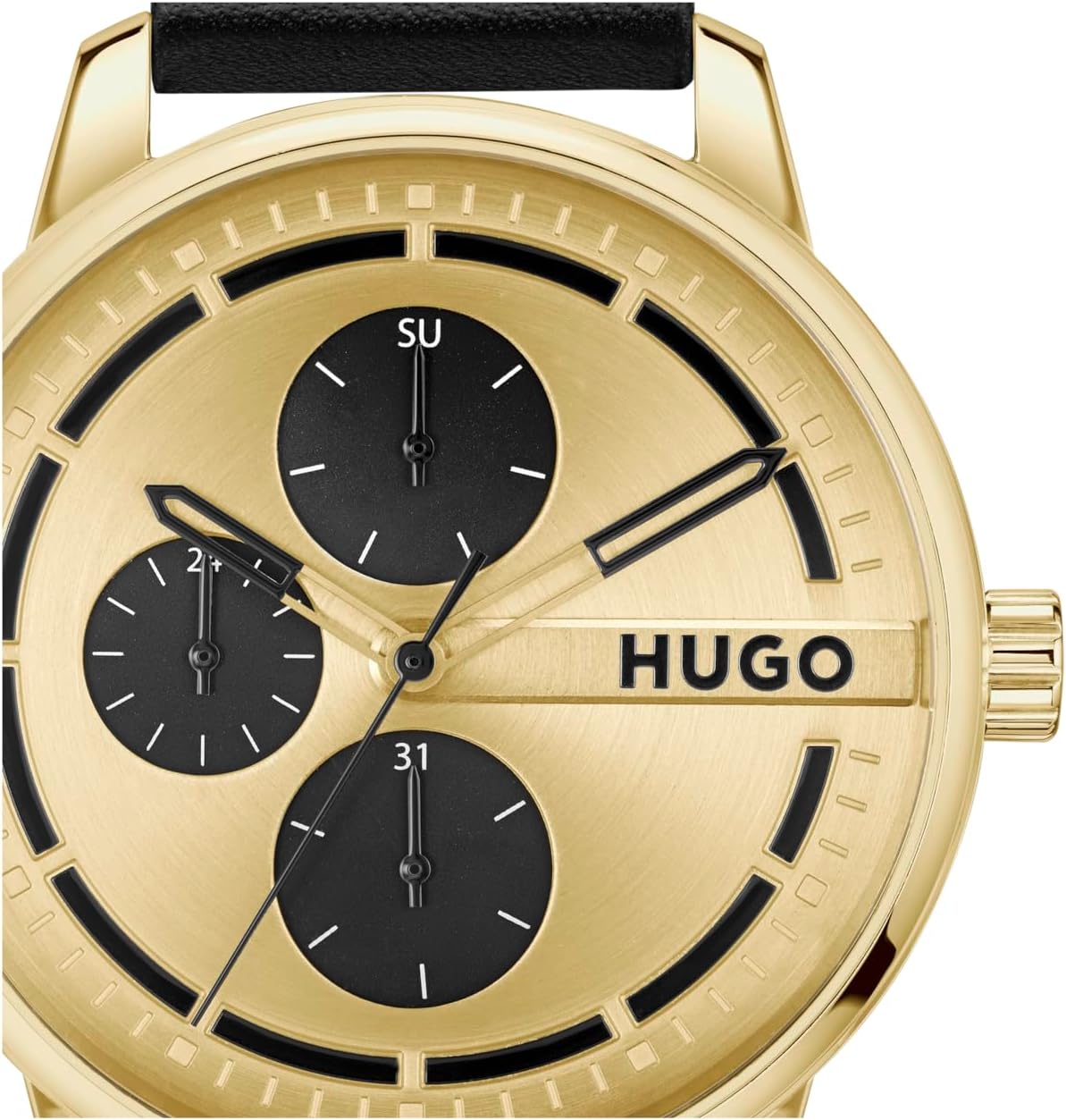 HUGO #Stamp Multi Men's Multifunction Quartz Watch, Stainless Steel, Water Resistant Up to 3ATM/30 Meters - Classic Everyday Timepiece - Gift for Him, 44mm