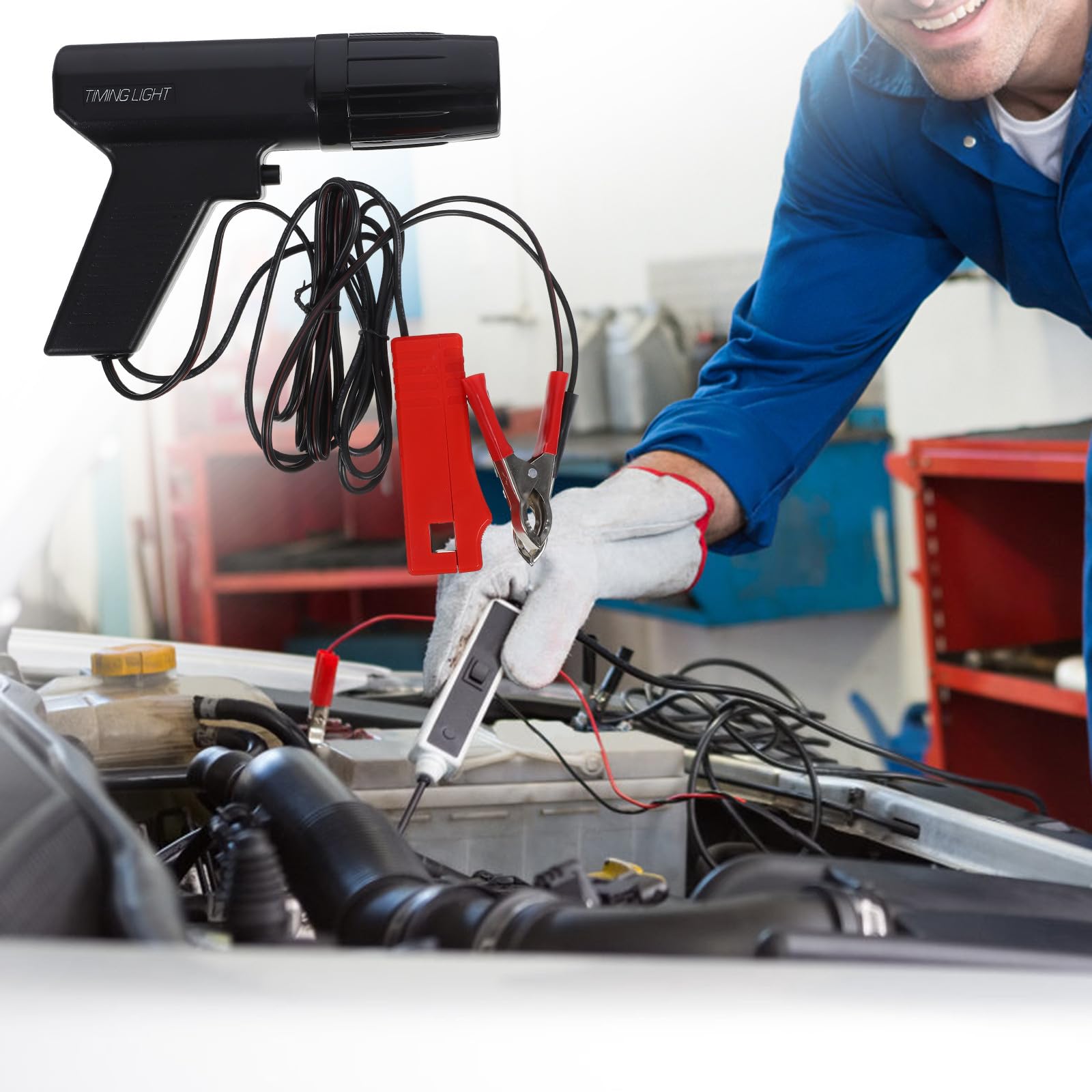Tester per Bobina di Accensione Lampada Stroboscopica, Strumento per Messa in Fase Motori Auto e Moto, Rilevamento Sincronizzazione Motore in Officina