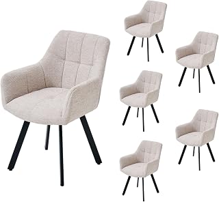 Swivel Dining Chairs - Ergonomic, Modern Swivel Chair with Chenille Upholstery on Armrests and Backrest, Living Room, Metal Legs