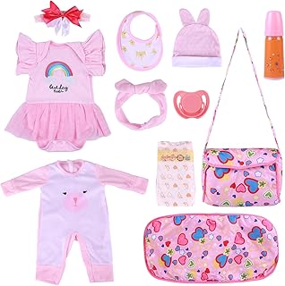 BABESIDE 11 PCS Reborn Baby Doll Clothes and Playset for 17-22 Inch Baby Doll Girl Outfits Accessories with Nursing Pad an...