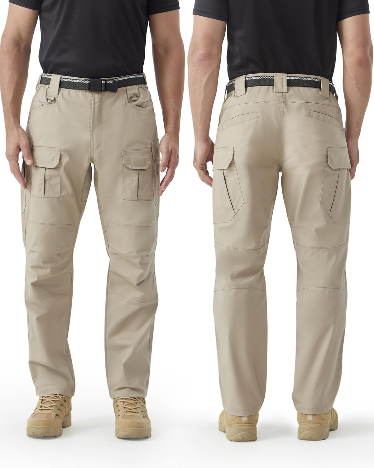 Men's Stretch Tactical Work Pants with Removable Knee Pads, Water-Resistant Ripstop Cargo Pants for Outdoor & Hiking - Image 2