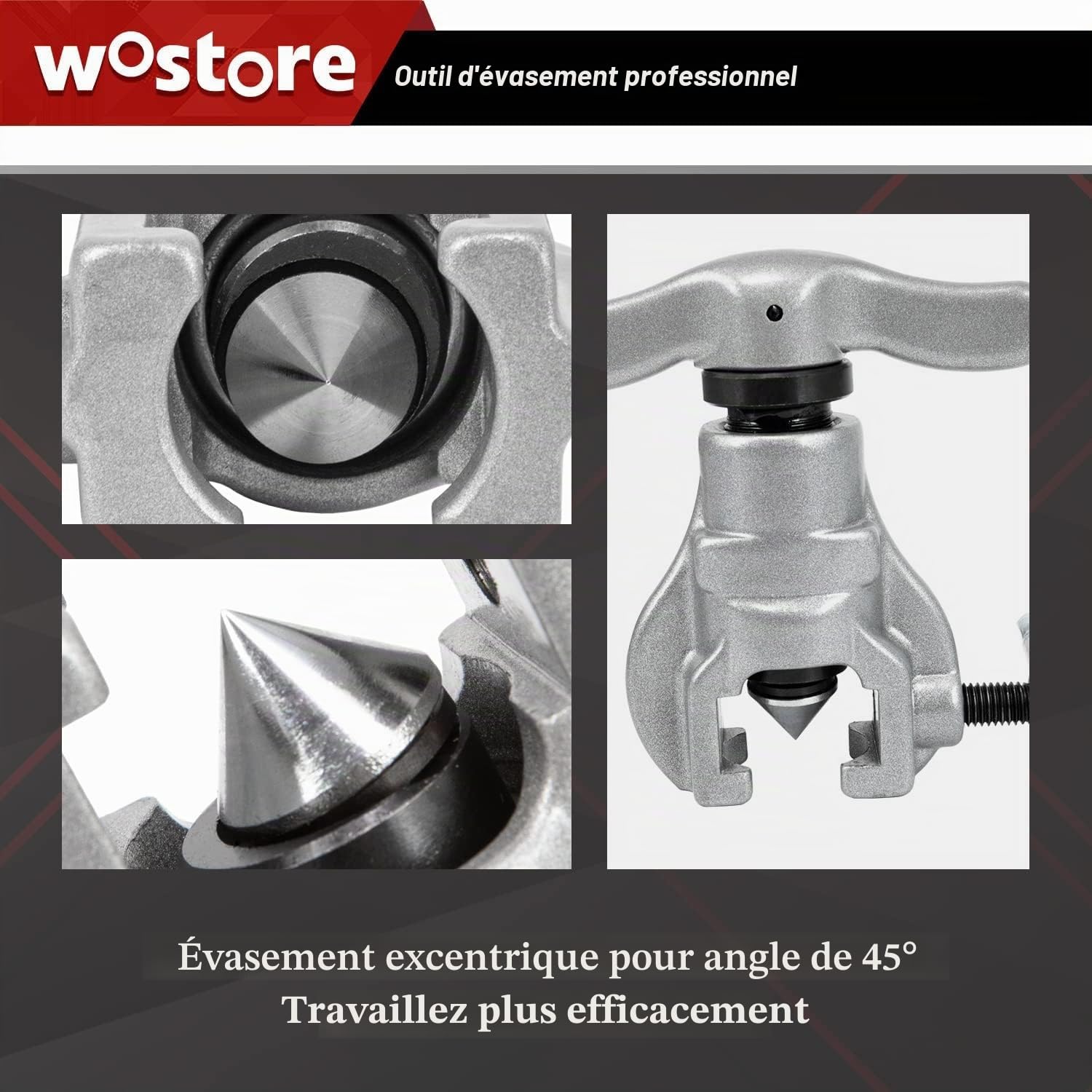 Wostore, Kit d'outils de déformation de tuyaux - 7 matrices pour flares excentriques sur tuyaux en cuivre de 4,8 à 19,1 mm - Idéal pour la réfrigération, le CVC et les travaux sanitaires