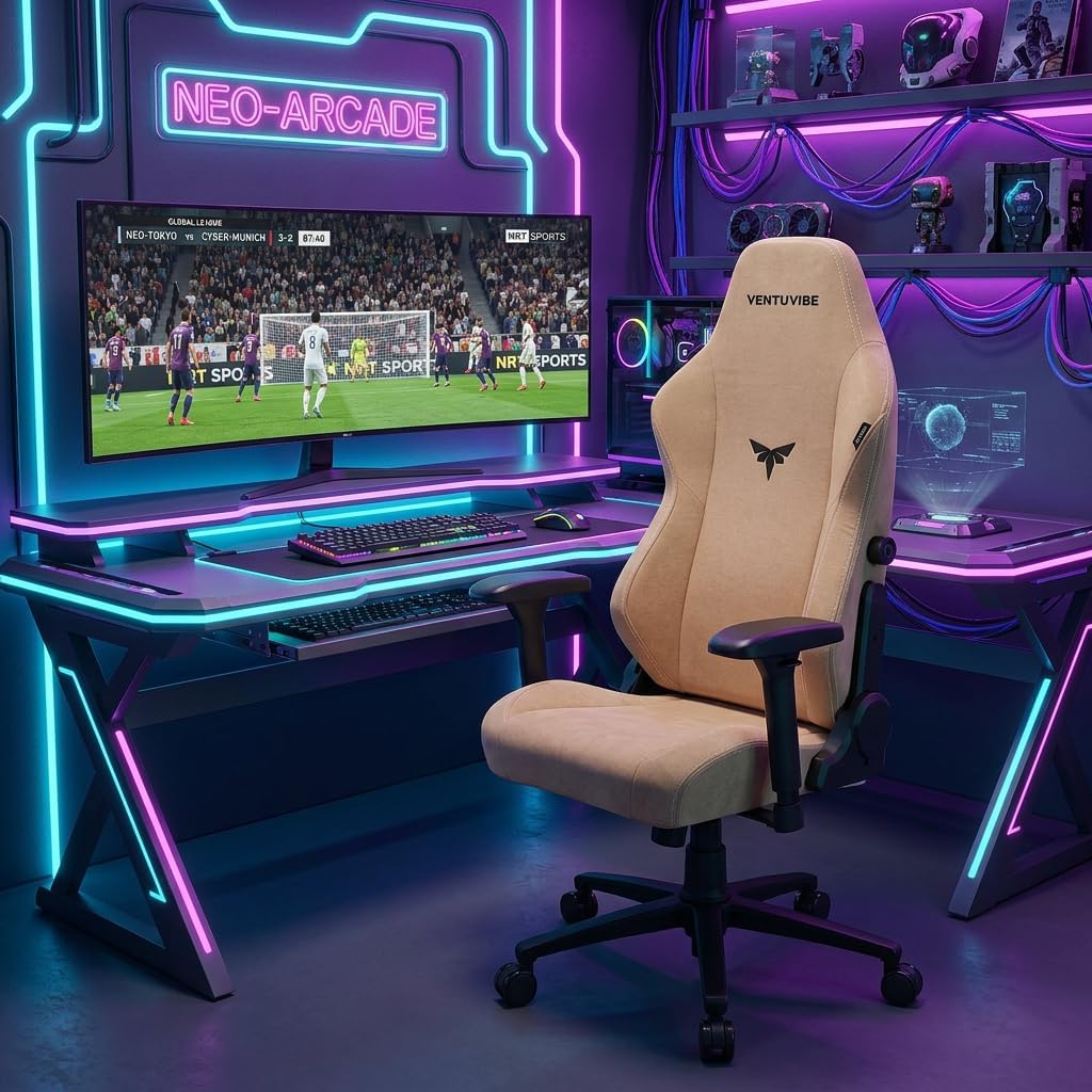 Gaming Chair - High Back Ergonomic Computer Chair with Lumbar Support, Video Game Chair-4D Adjustable Armrests,170° Reclining & 320lb Capacity,Fabric,Desert Yellow