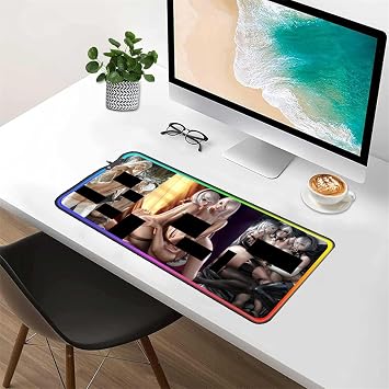 Sexy Anime Butt RGB Mouse Pads Gaming Mouse Pad Sexy Butt Breasts Chest Laptop Office Light-Emitting LED Game Accessories Gamers USB Pad Desk 24x12 inch
