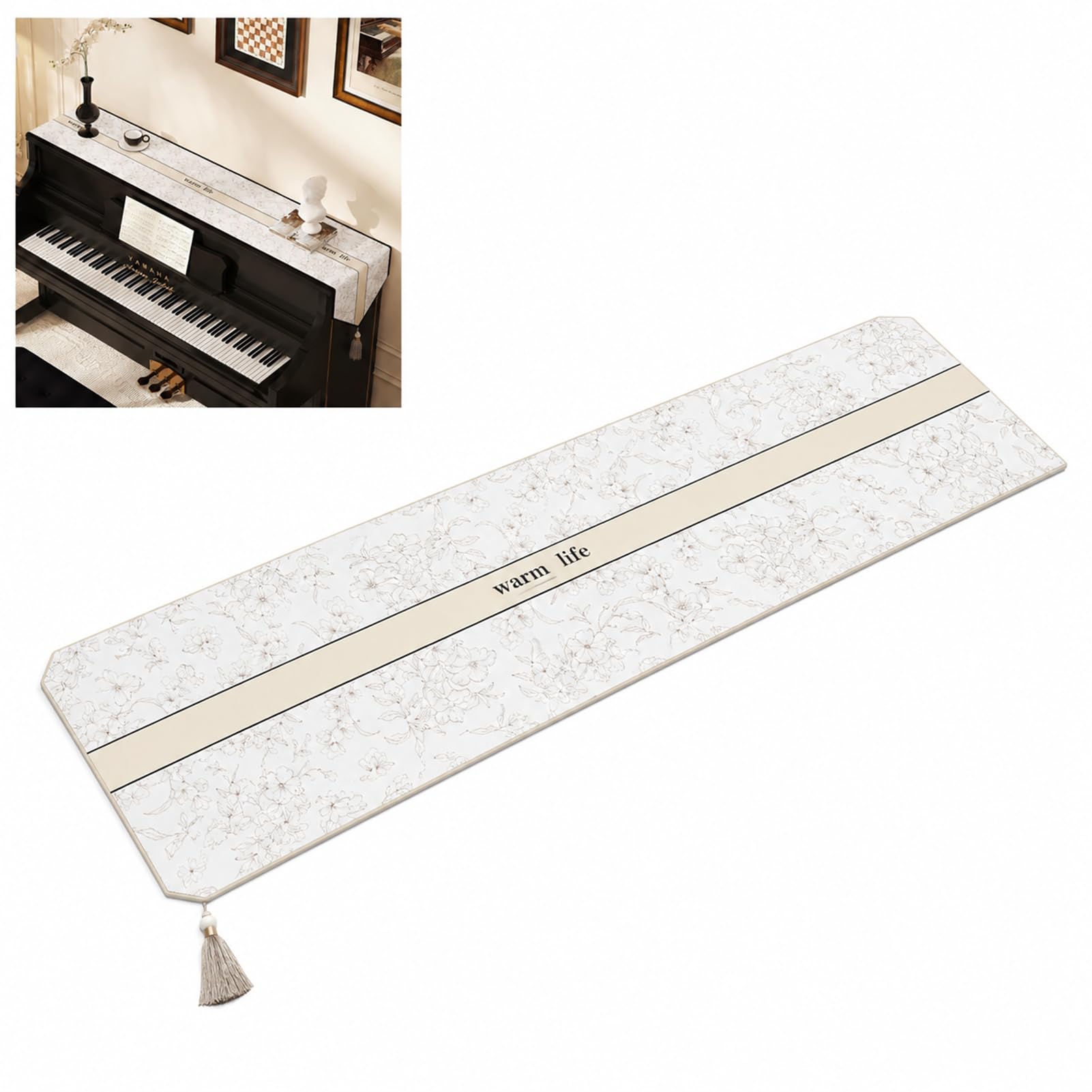 ZeptiHOM Piano Cover Luxury Runner for Upright Piano, Musical Instruments & Dresser - Waterproof Table Runner for Home Living Room TV Cabinet Dust Cover (30 * 200cm,G)